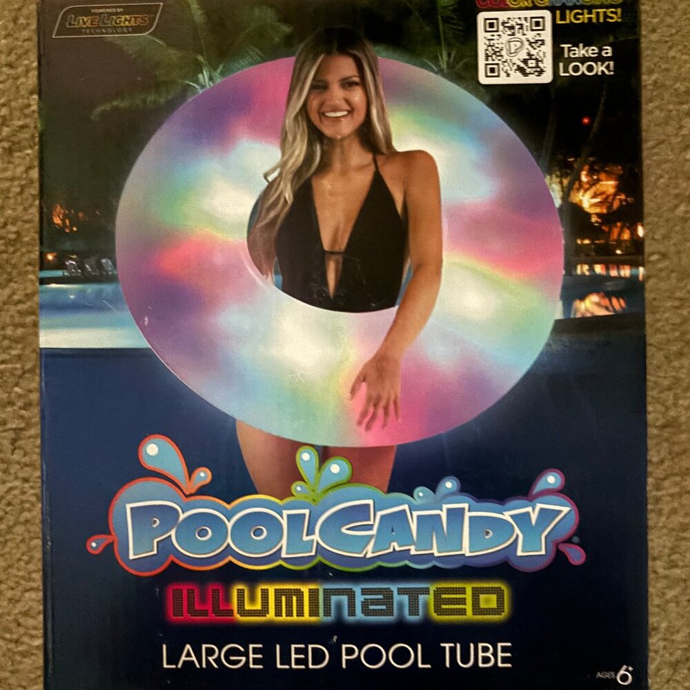 Pool Candy Illuminated Colors LED LIGHT UP 40 in Beach Pool Inner TUBE Large New